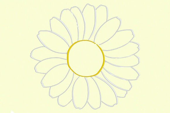 4 X 4 Calligraphy Daisy Outline