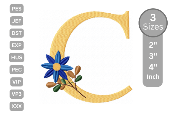 Botanical Flower Letter - C