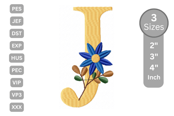 Botanical Flower Letter - J