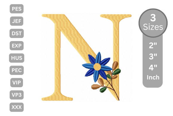 Botanical Flower Letter - N