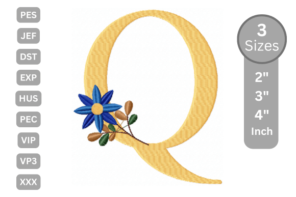 Botanical Flower Letter Q