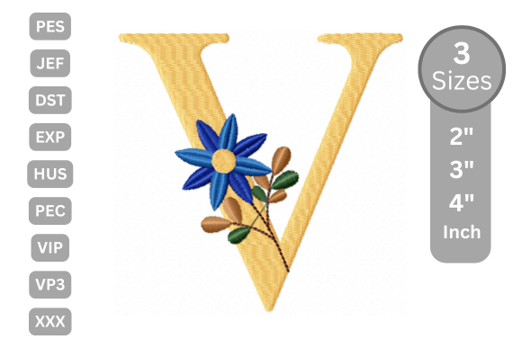 Botanical Flower Letter - V