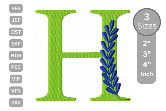 Elegant Floral Alphabet Letter-H
