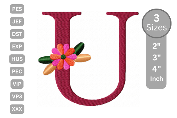 Floral Alphabet Letter - U