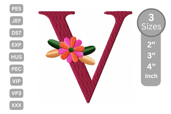 Floral Alphabet Letter - V